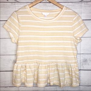 LC Lauren Conrad Peplum Yellow Stripe Top